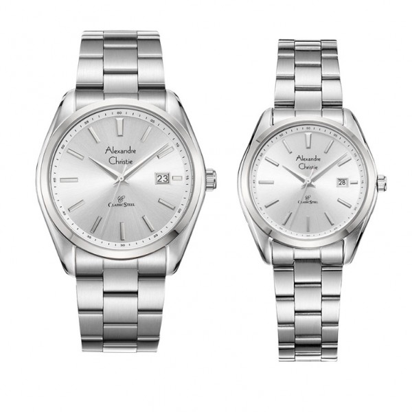 Alexandre Christie AC 8656 Silver White Couple